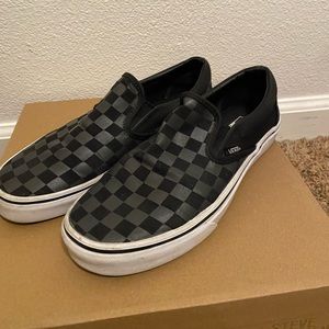 black checkered Vans